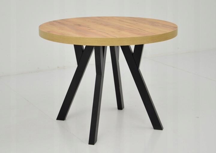 Stół okrągły rozkładany 100 cm 6 krzeseł KOLORY Długość stołu 100 cm