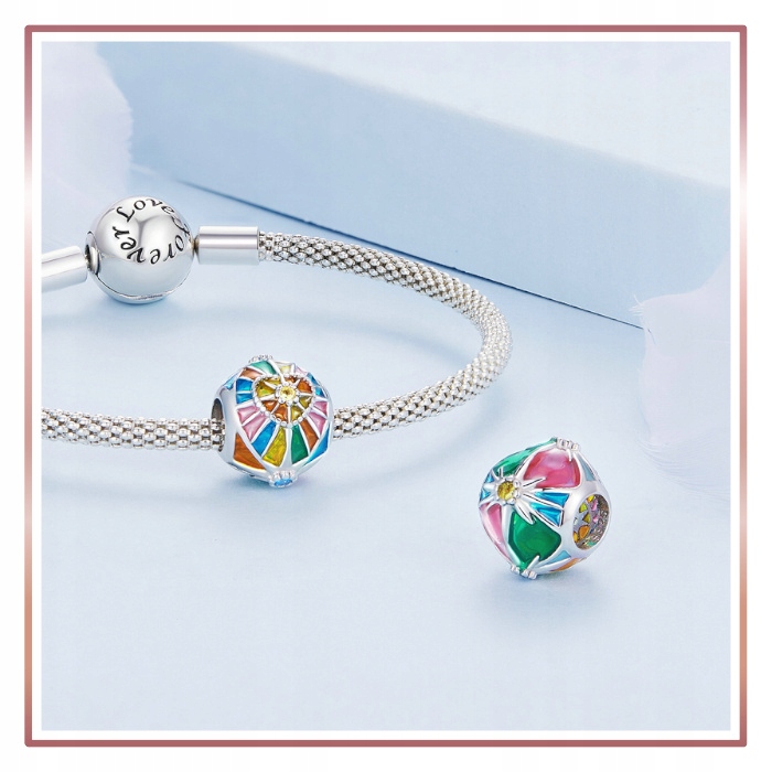 Charms BARWNY MIŁOSNY WITRAŻ zawieszka S925 Marka A.R. Silver