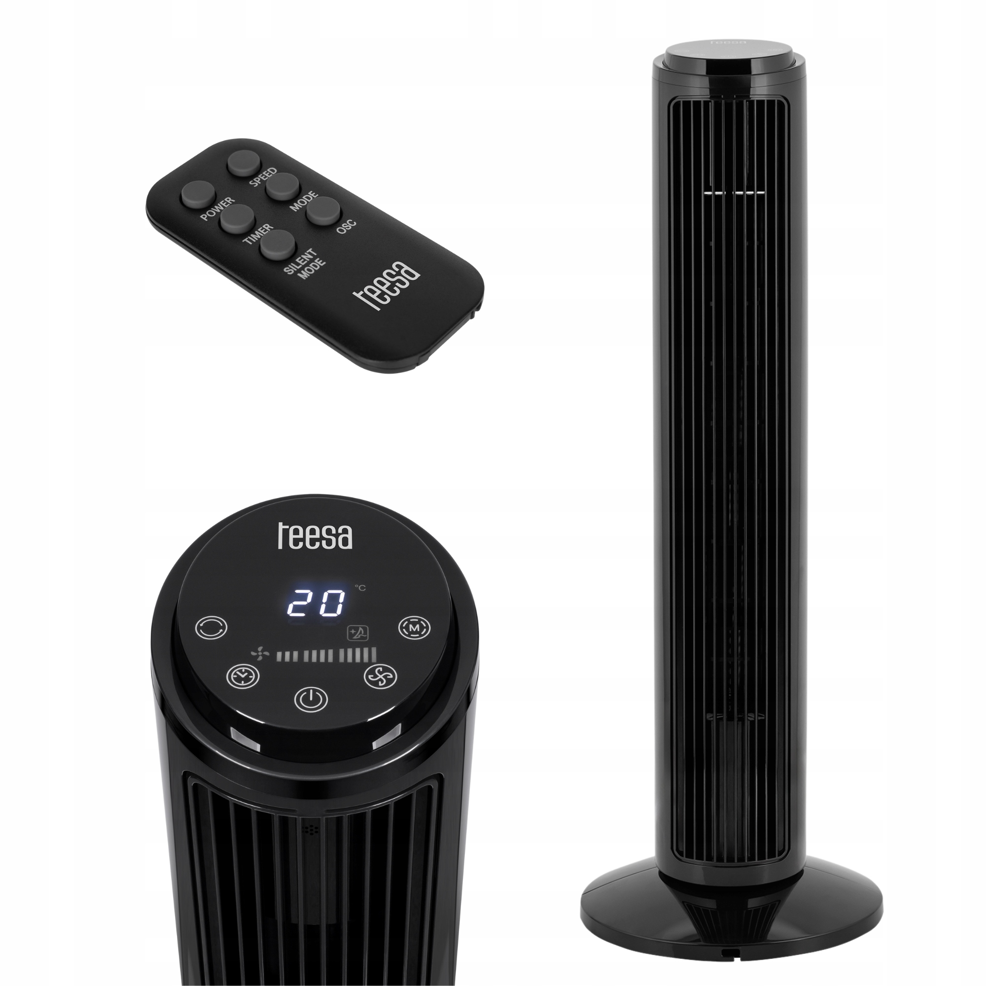 Sloupový ventilátor Stojanový podlahový ventilátor Tichý časovač dálkový ovladač Teesa