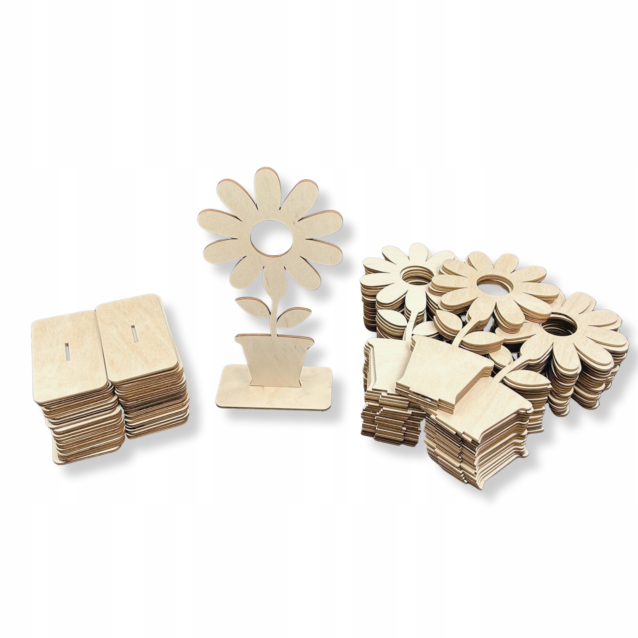 Dřevěná sedmikráska v květináči – sada 50 ks