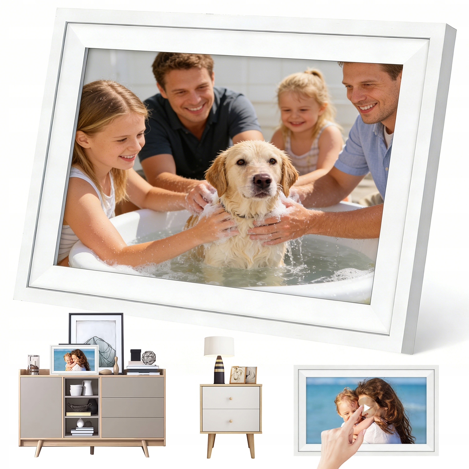 Fotky Wifi 15,6" Digitální Rámeček Na Fotografie Frameo 32GB Paměť Dárek