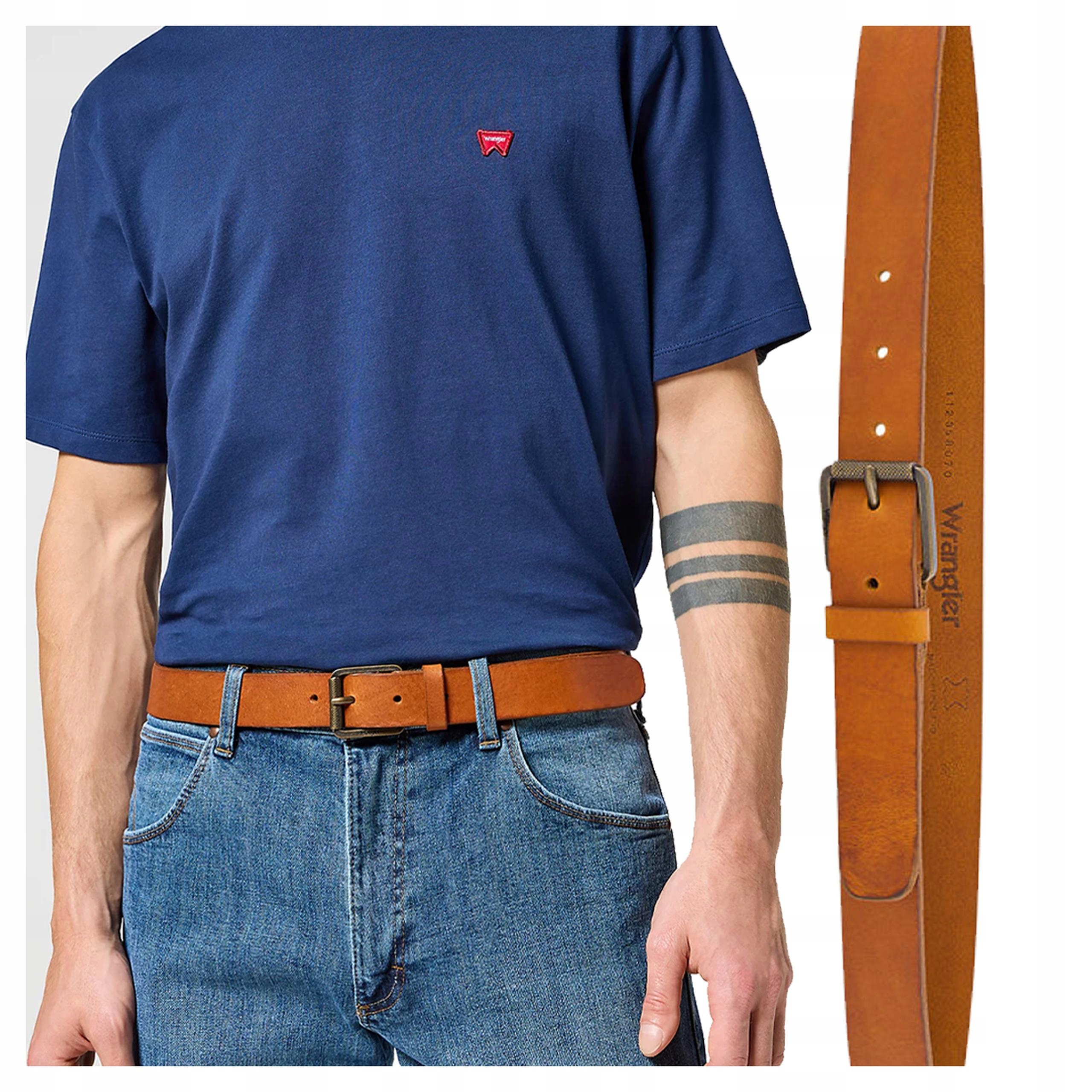 Pánský kožený Pásek Wrangler Classic Dárek pas 100 cm