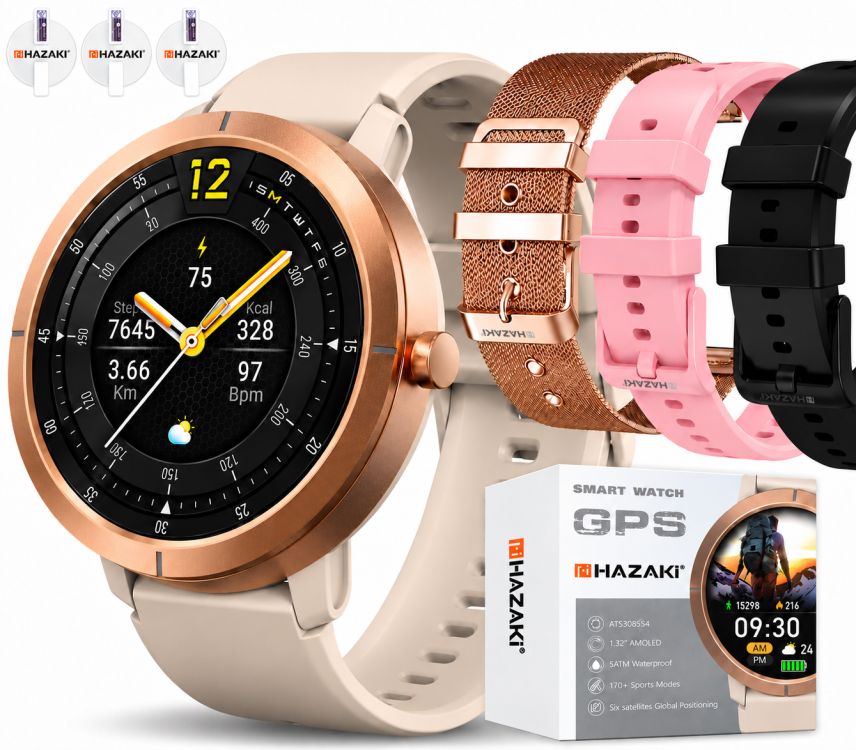 Chytré Hodinky Dámské Hodinky Hazaki X76 Amoled Zlaté Vodotěsné Gps Hovory