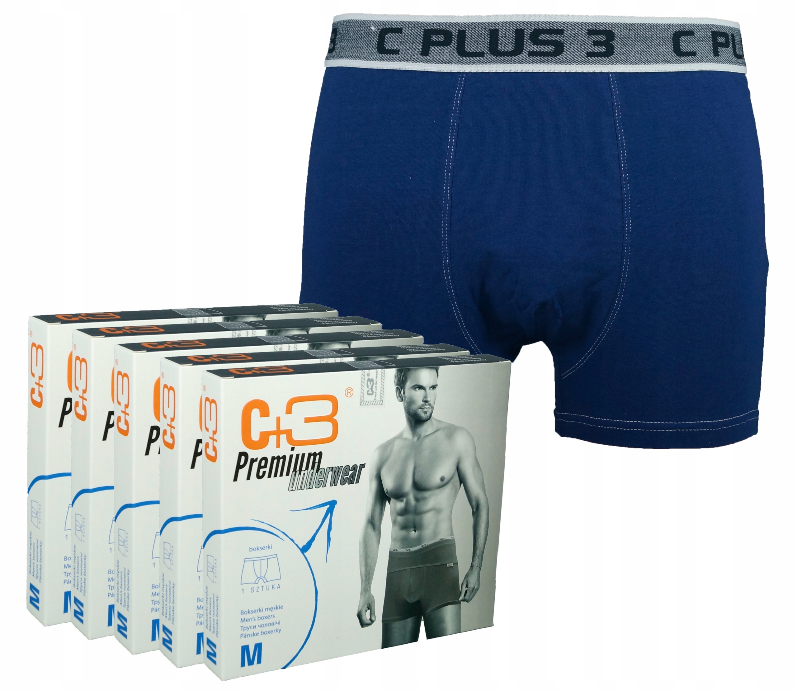 

Bokserki Męskie C+3 bawełna + lycra - 5 szt. - r M