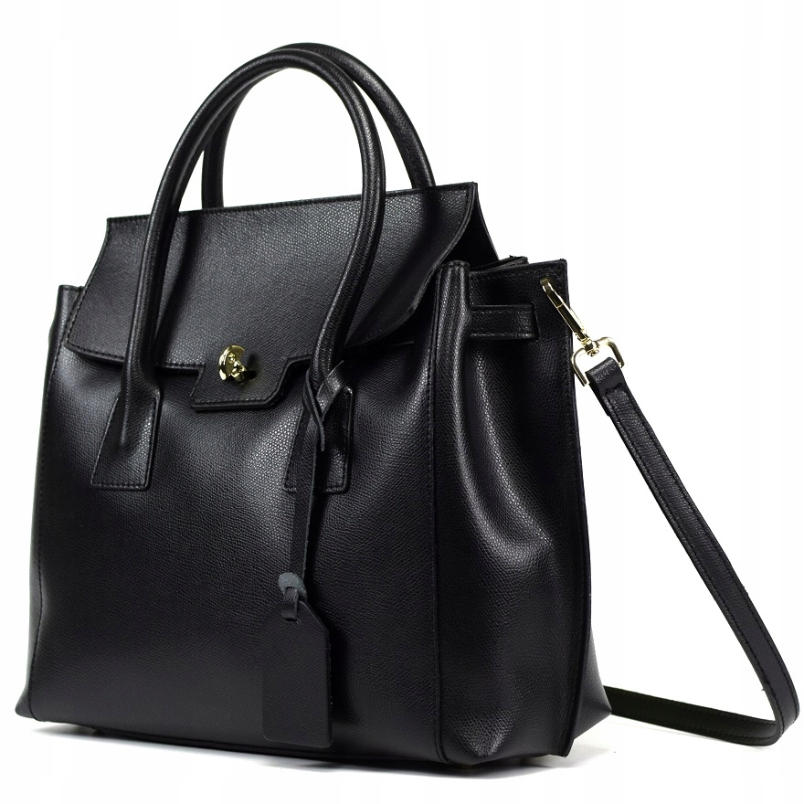 TOREBKA SKÓRA NATURALNA BORSE IN PELLE CZARNA DUŻA PREMIUM 014A Marka Borse in Pelle