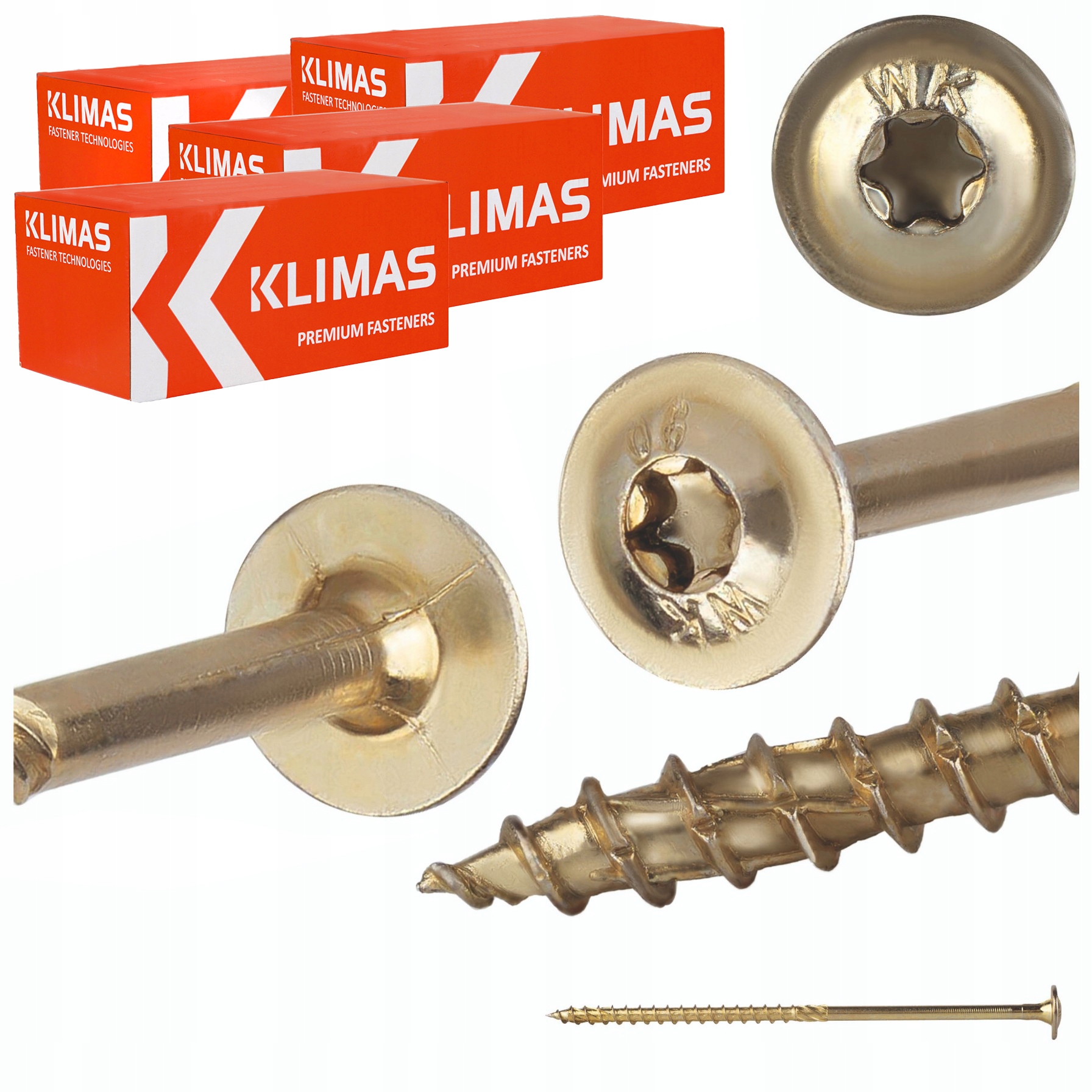 Tesárske skrutky Torx 8x200 mm 200 ks tanierové na drevo Klimas Wkcp