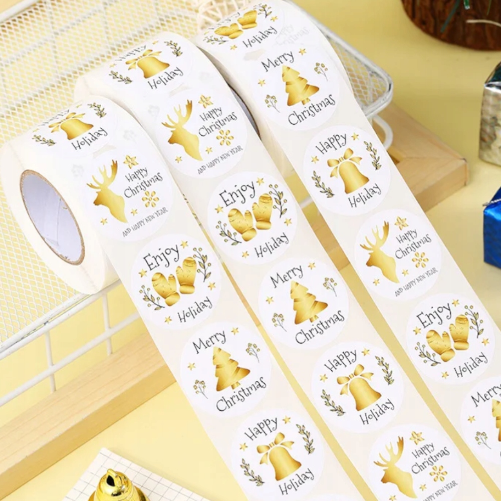 NAKLEJKI NA PREZENTY PACZKI ŚWIĄTECZNE NA ŚWIĘTA SAMOPRZYLEPNE OZDOBY 500x Wysokość produktu 3.8 cm