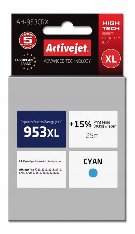 Activejet AH-953CRX Tusz (zamiennik Hp 953XL F6U16AE Premium 25 ml