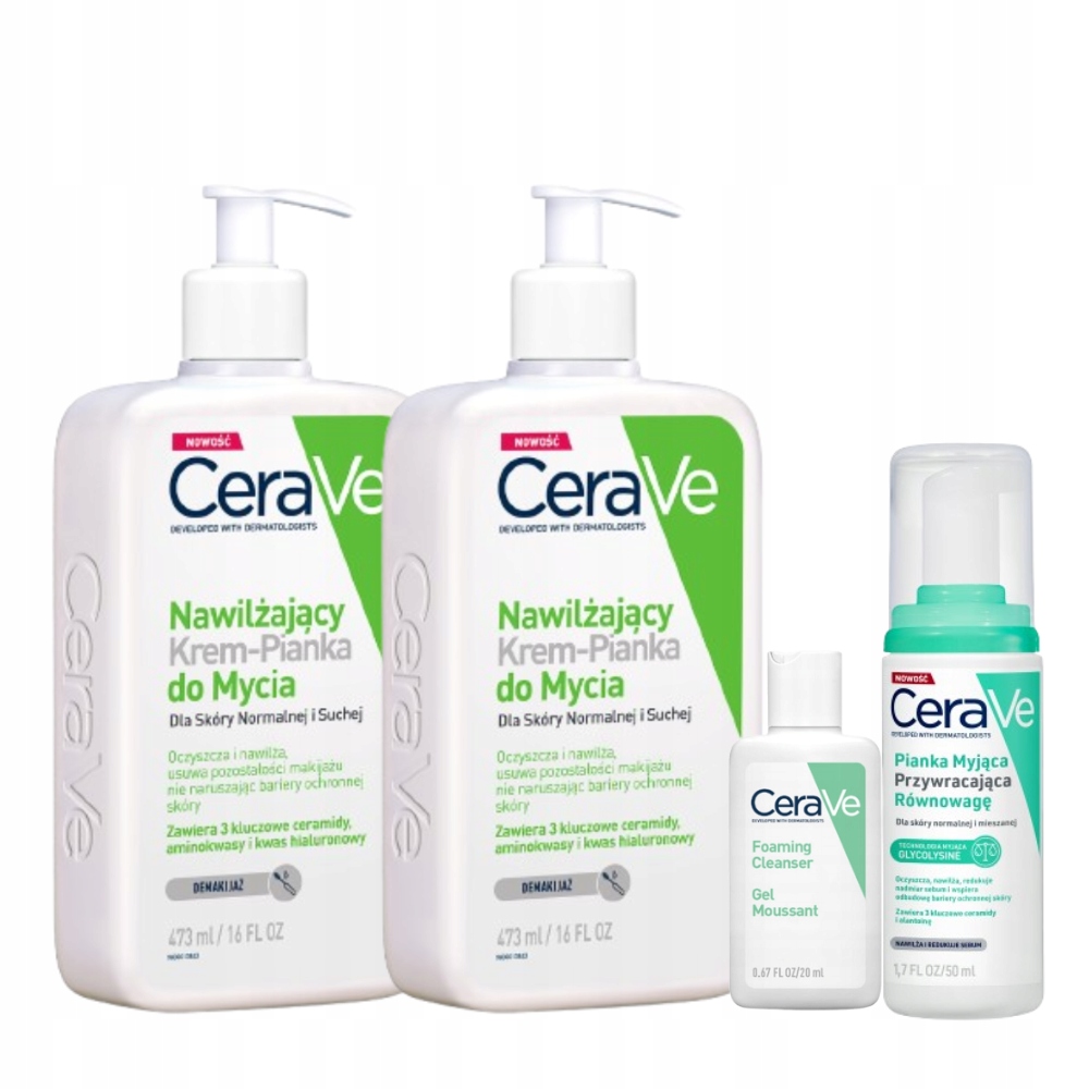 CeraVe Krem-Pianka Nawilżający do Mycia Skóry Normalnej i Suchej 2x473ml