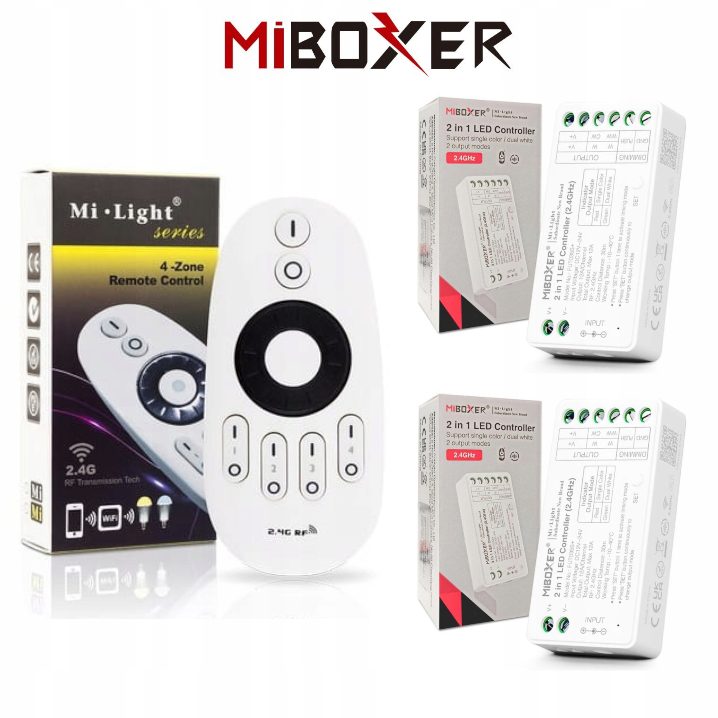 ZESTAW 2x STEROWNIK DO TAŚM LED JEDNOKOLOROWYCH MONO LUB CCT + PILOT