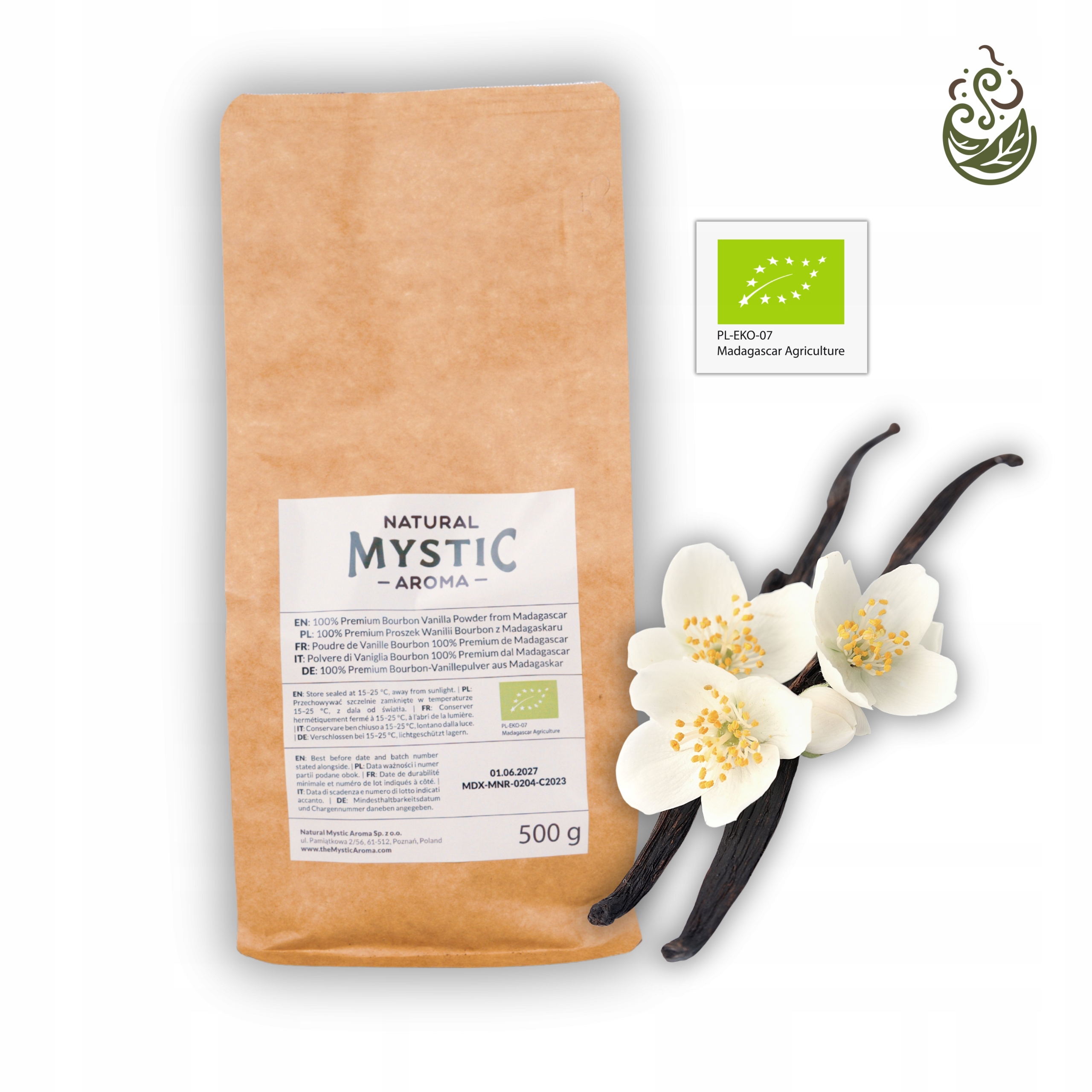 Levně Prémiový Bio Vanilkový prášek Bourbon 0,5 kg Madagaskar Natural |Organic