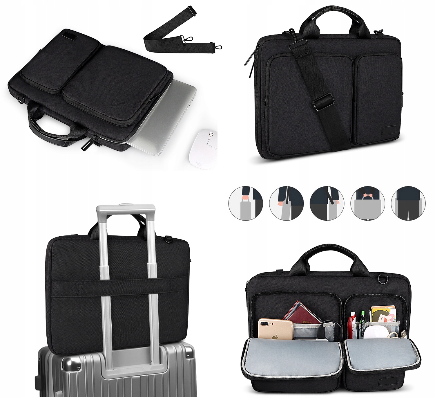 ETUI POKROWIEC DO LAPTOPÓW 15 16 CALI TORBA NA RAMIĘ AKTÓWKA NOVAZA Wielkość matrycy 15.6