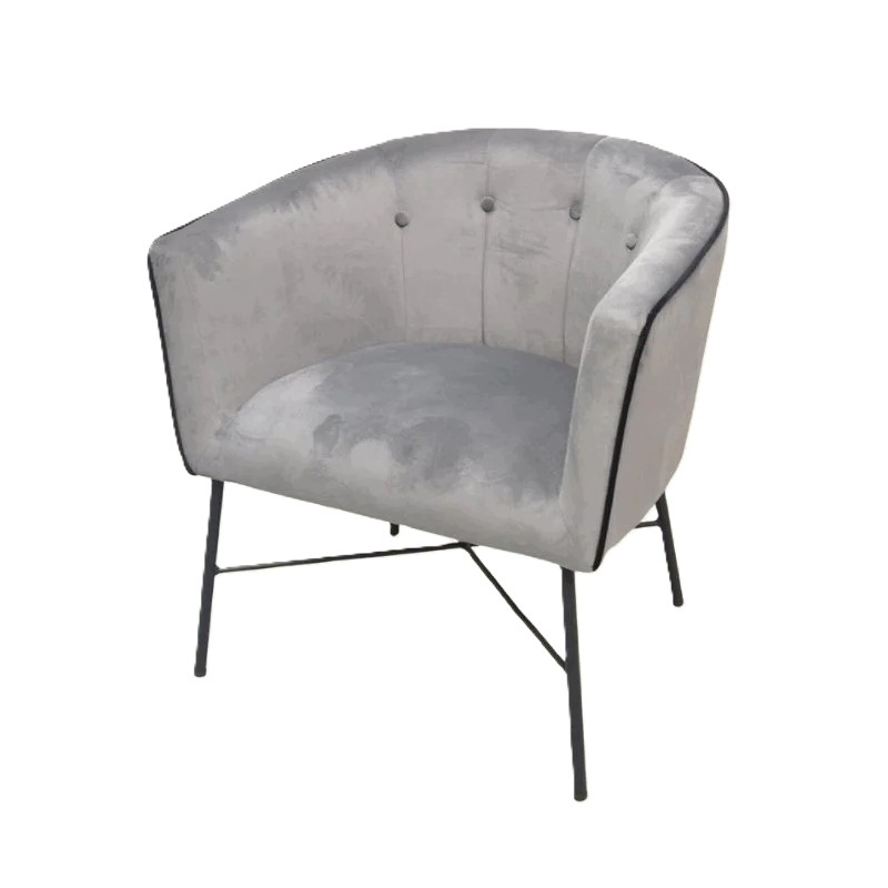 Bontec Nowoczesny fotel kubełkowy z aksamitu , grey velvet
