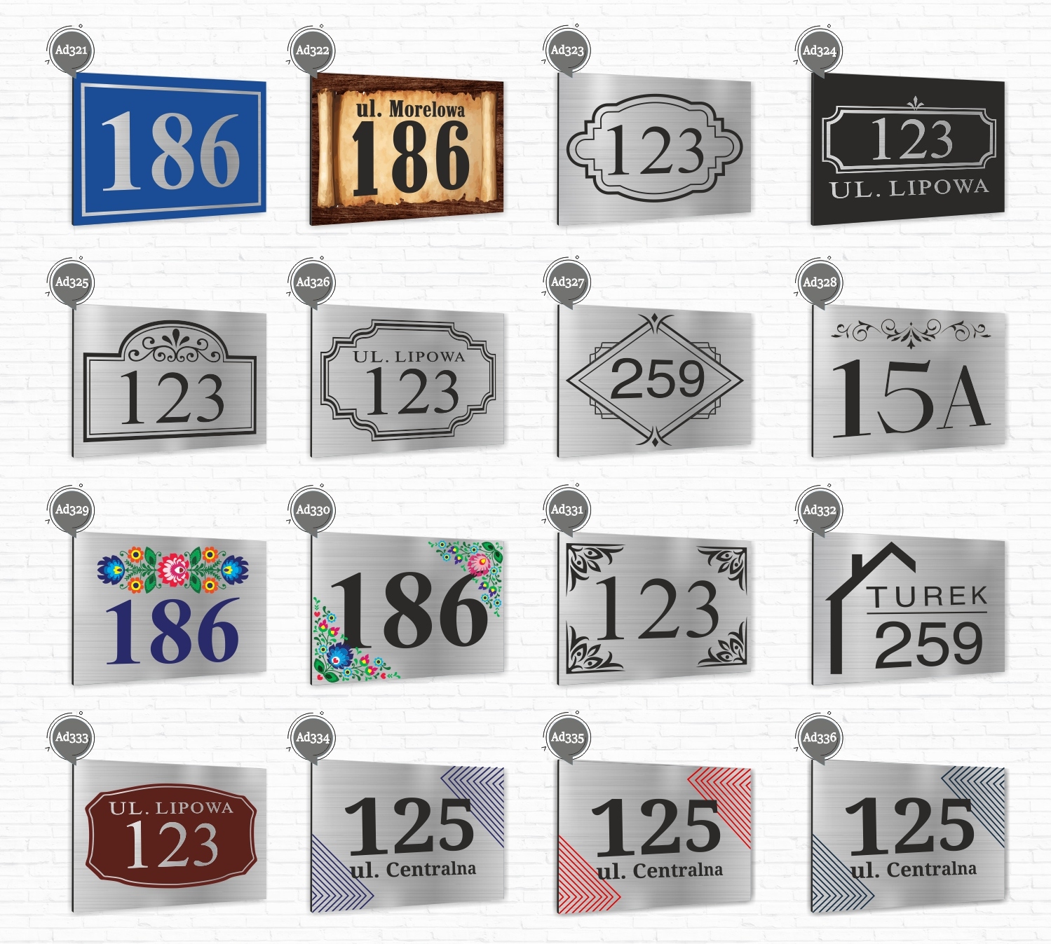Tabliczka ADRESOWA ALUMINIOWA Tablica NUMER DOMU Szerokość produktu 20 cm