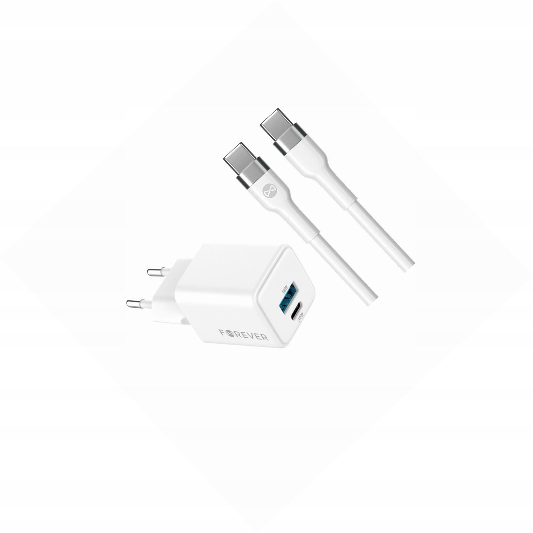 Szybka ładowarka GaN 30W 2 wejścia Usb i Usb-c z kablem do Huawei P40 Lite