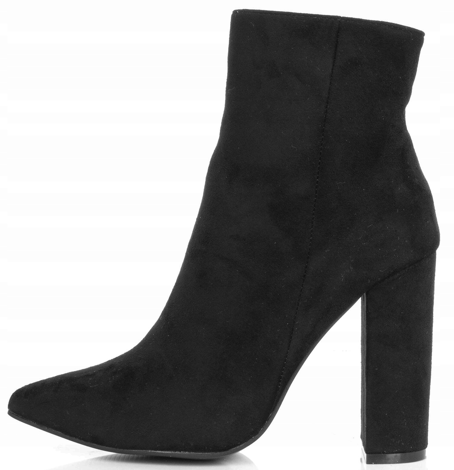 7799 CZARNE BOTKI ZAMSZOWE NA SŁUPKU SZPIC 41 Rozmiar 41