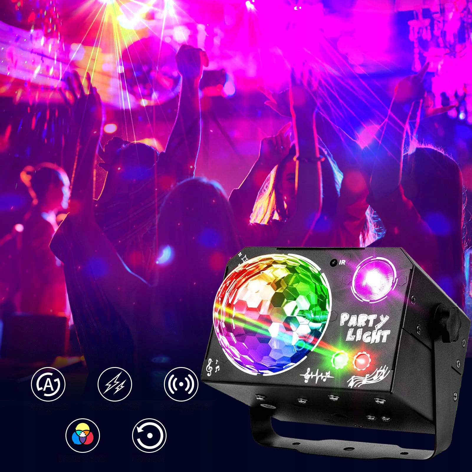 Led Světelný Efekt Disco Osvětlení Na Párty Laserová Koule Rgb Dálkové Ovládání