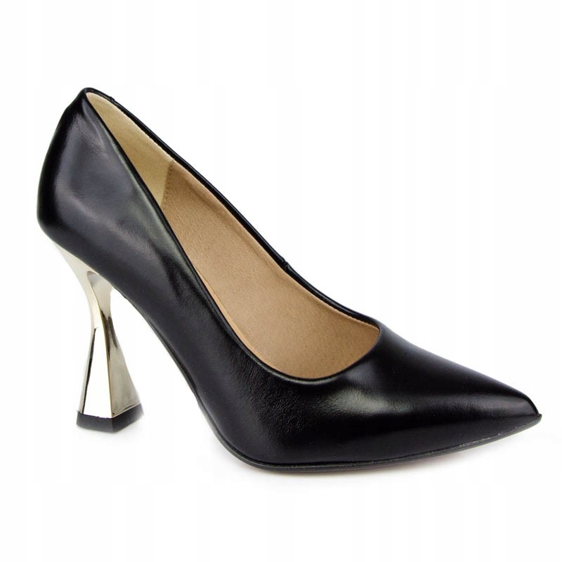 LaRoni E083 Czółenka Szpilki Skóra Lico Czarne 39