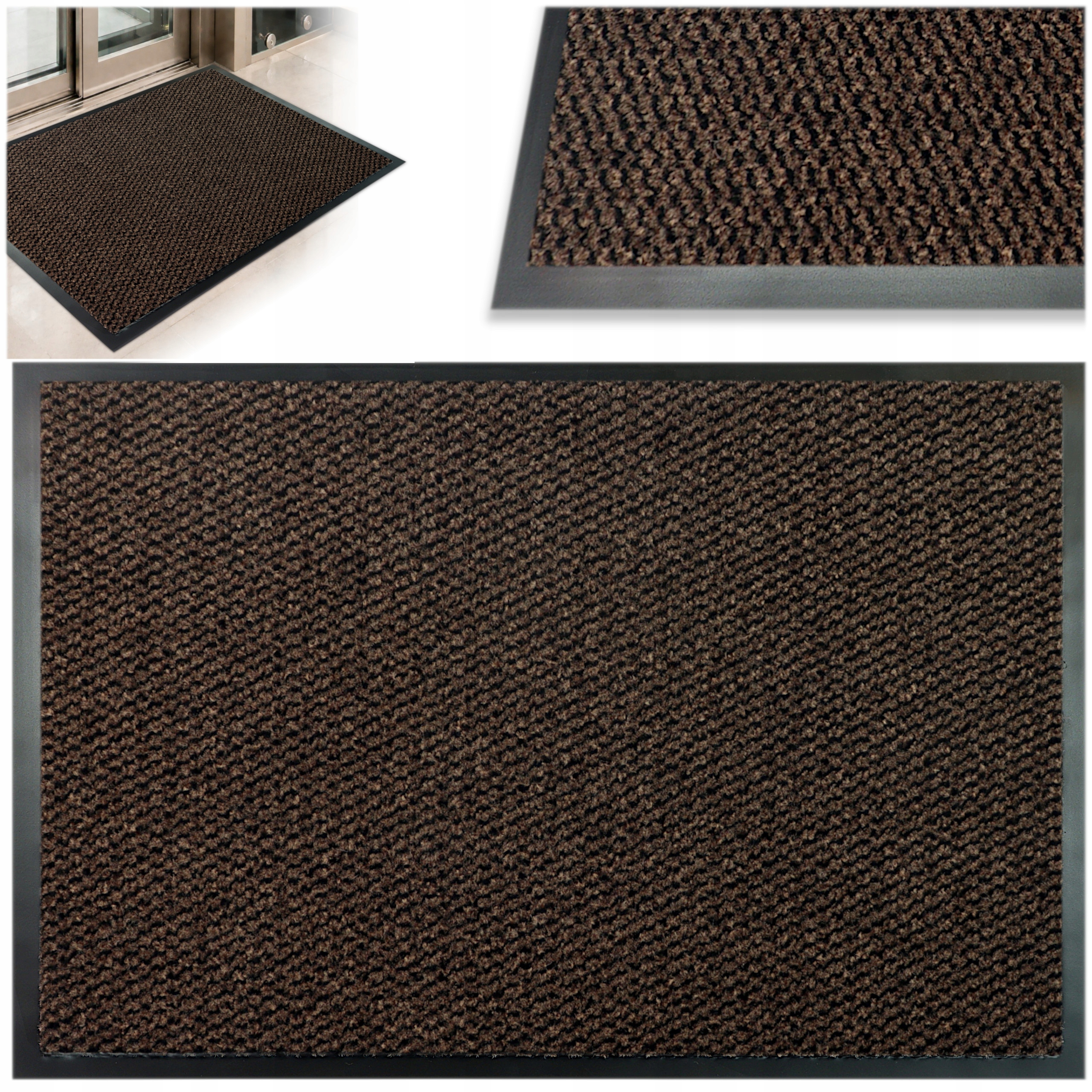 Vnější Stěrač Pod Dveře Velikost 90x150 Gumová Hnědá Mata
