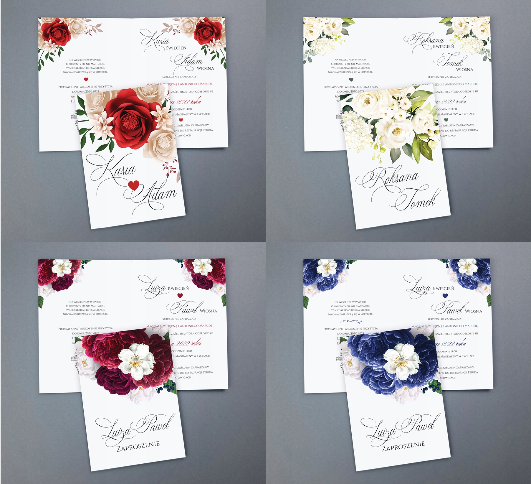 ZAPROSZENIA NA ŚLUB, Zaproszenia Ślubne C6 Wykończenie papieru matowe