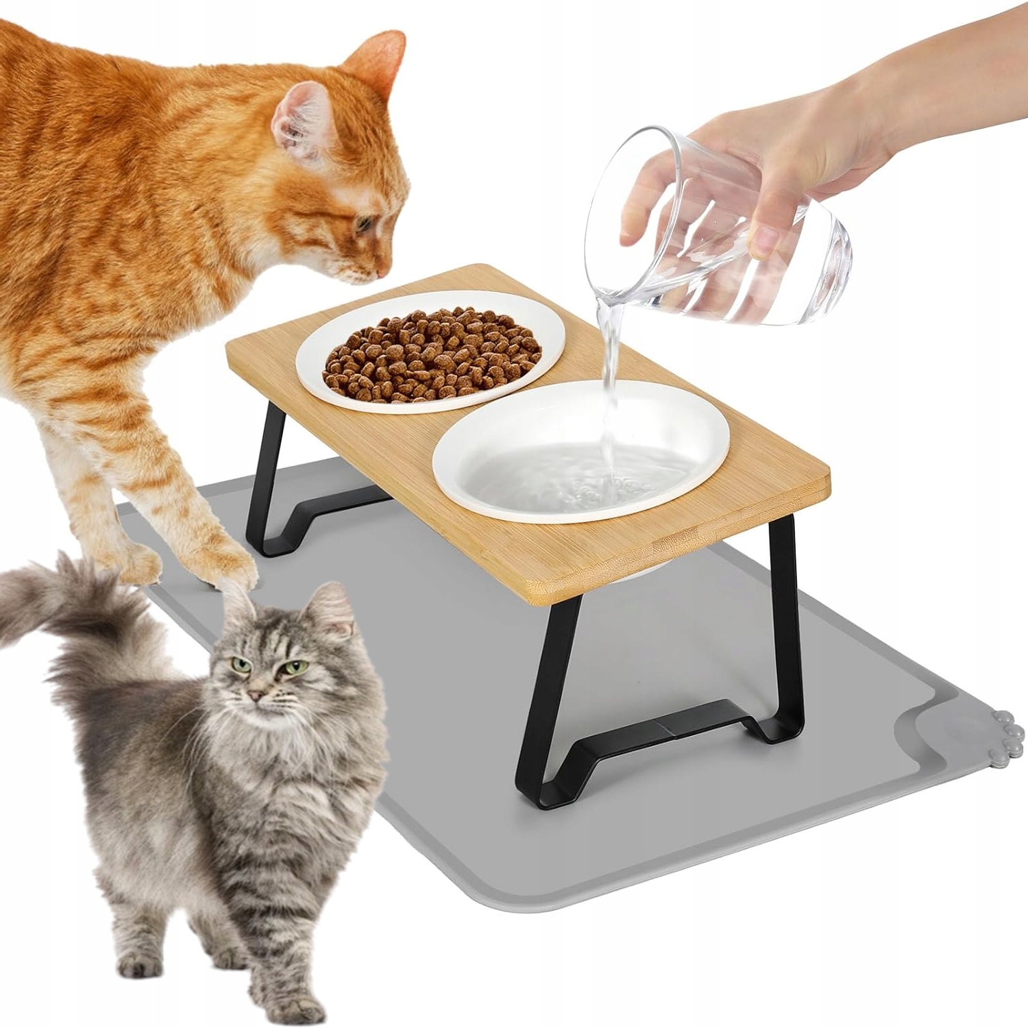 Levně Misky Pro Kočky A Psy Stojan S Keramikou 15° Úhel Sklonu Protiskluzový