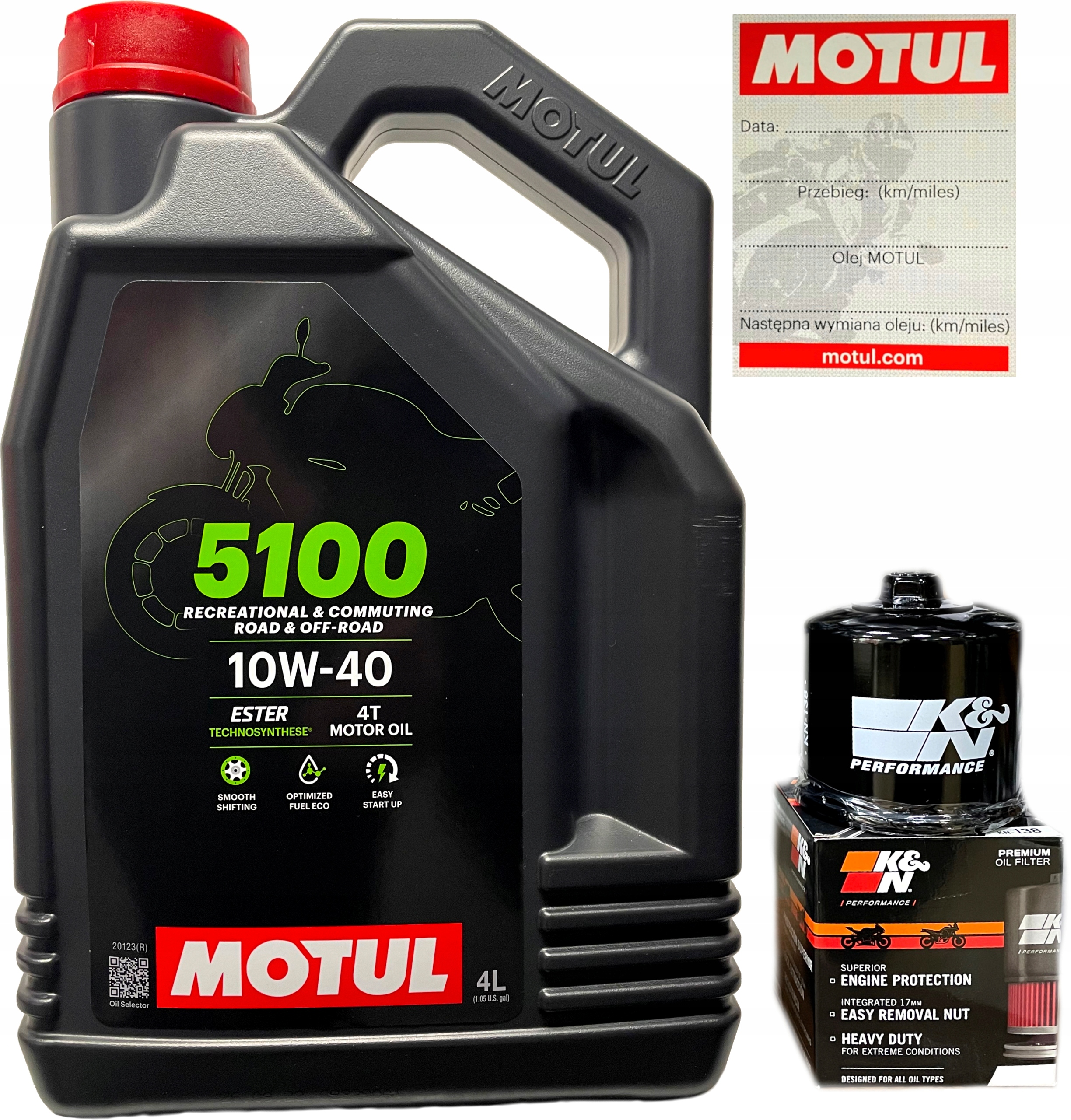 Olej Motul 5100 4T 10W40 Ester MA2 4L Filtr Oleju K&n