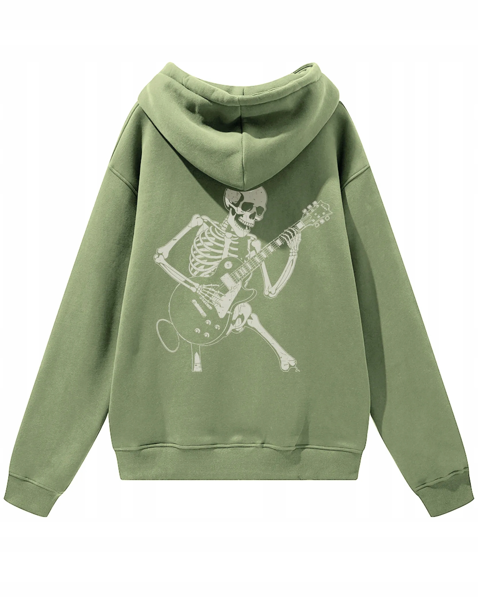 Oversize mikina s kapucí Kostra s kytarou v rockovém stylu Olivová L