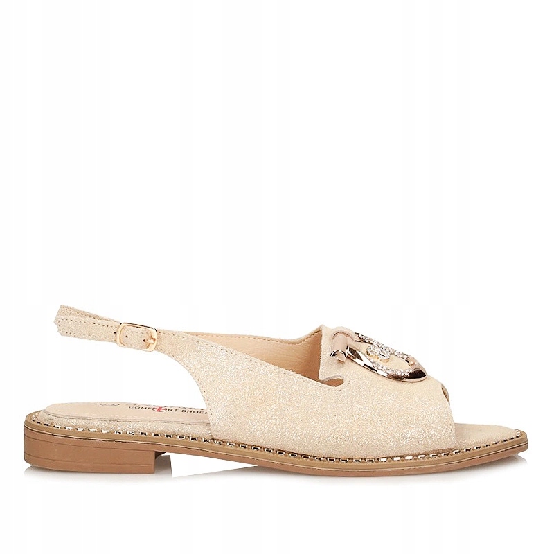 Stylové ploché dámské sandály S.Barski KV51-043 Gold