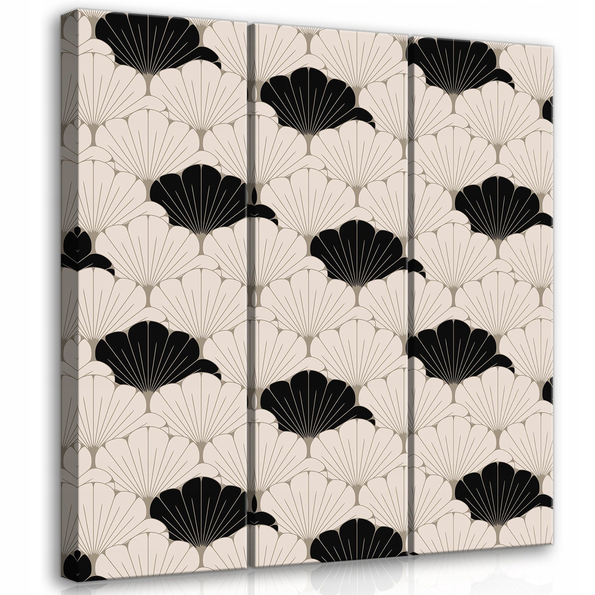 Obraz 90x100 Triptych geometrický vzor vějíře mušle orientální