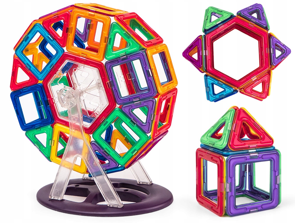 EDUKACYJNE KLOCKI MAGNETYCZNE ZESTAW 76 EL PANELE Marka AIG