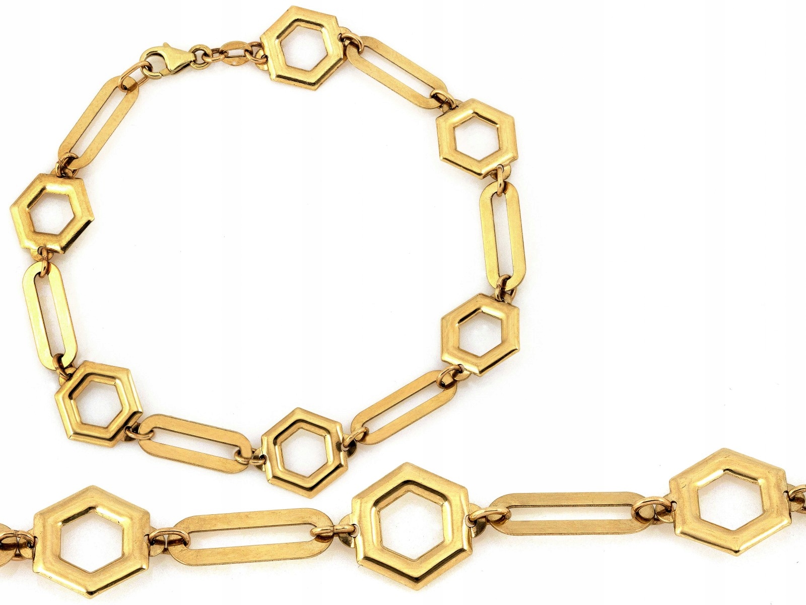 Zlatý náramek 585 s geometrickými články, elegantní model jako dárek 14k