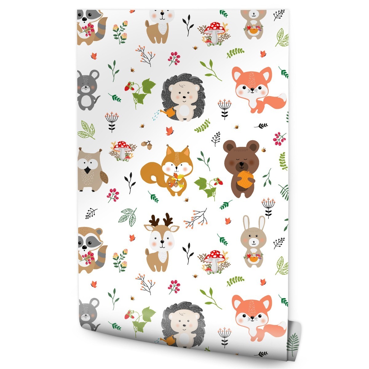 Tapeta do dětského pokoje Lesní Zvířátka Rostlinky