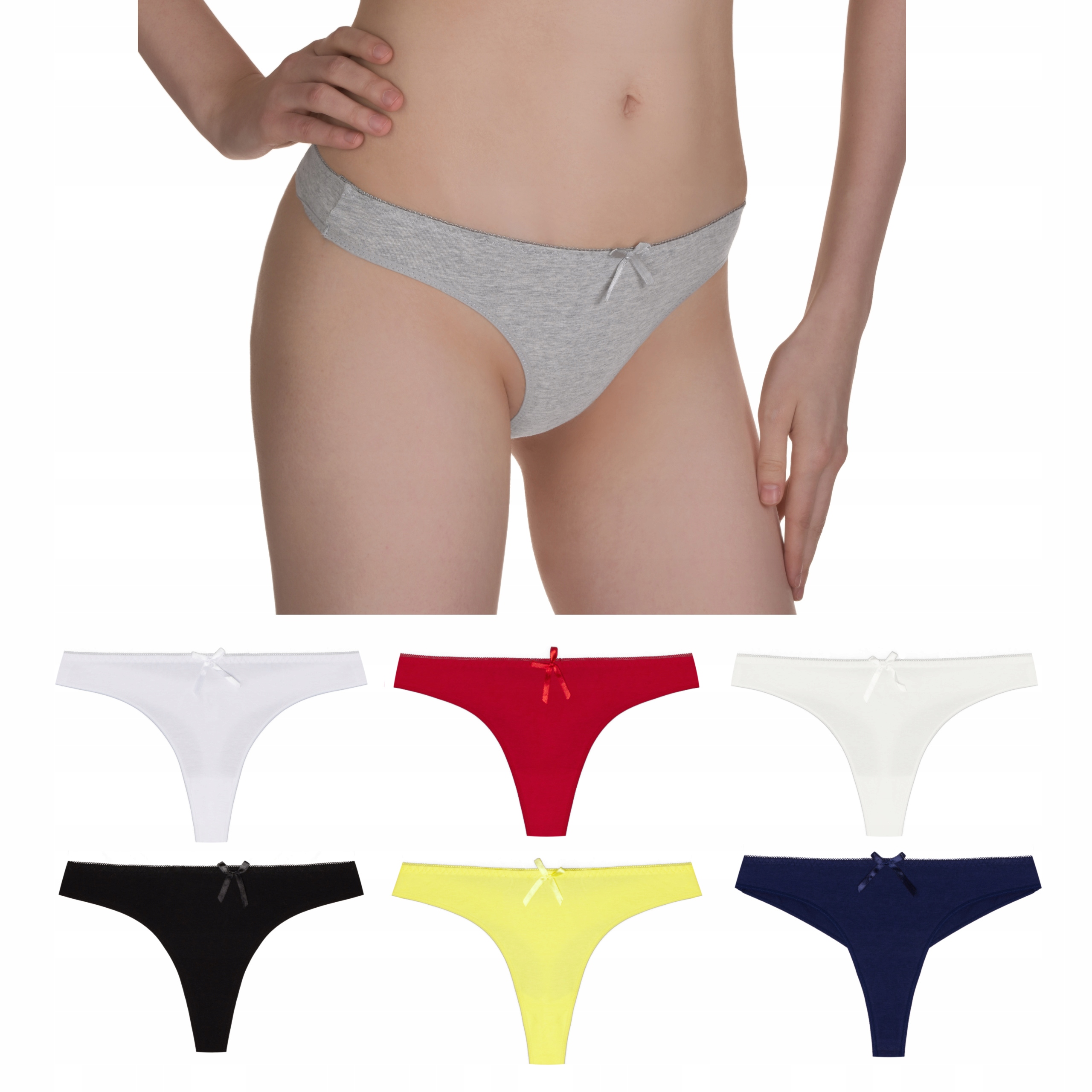 

7x majtki/stringi damskie Gizela bawełna gładkie M