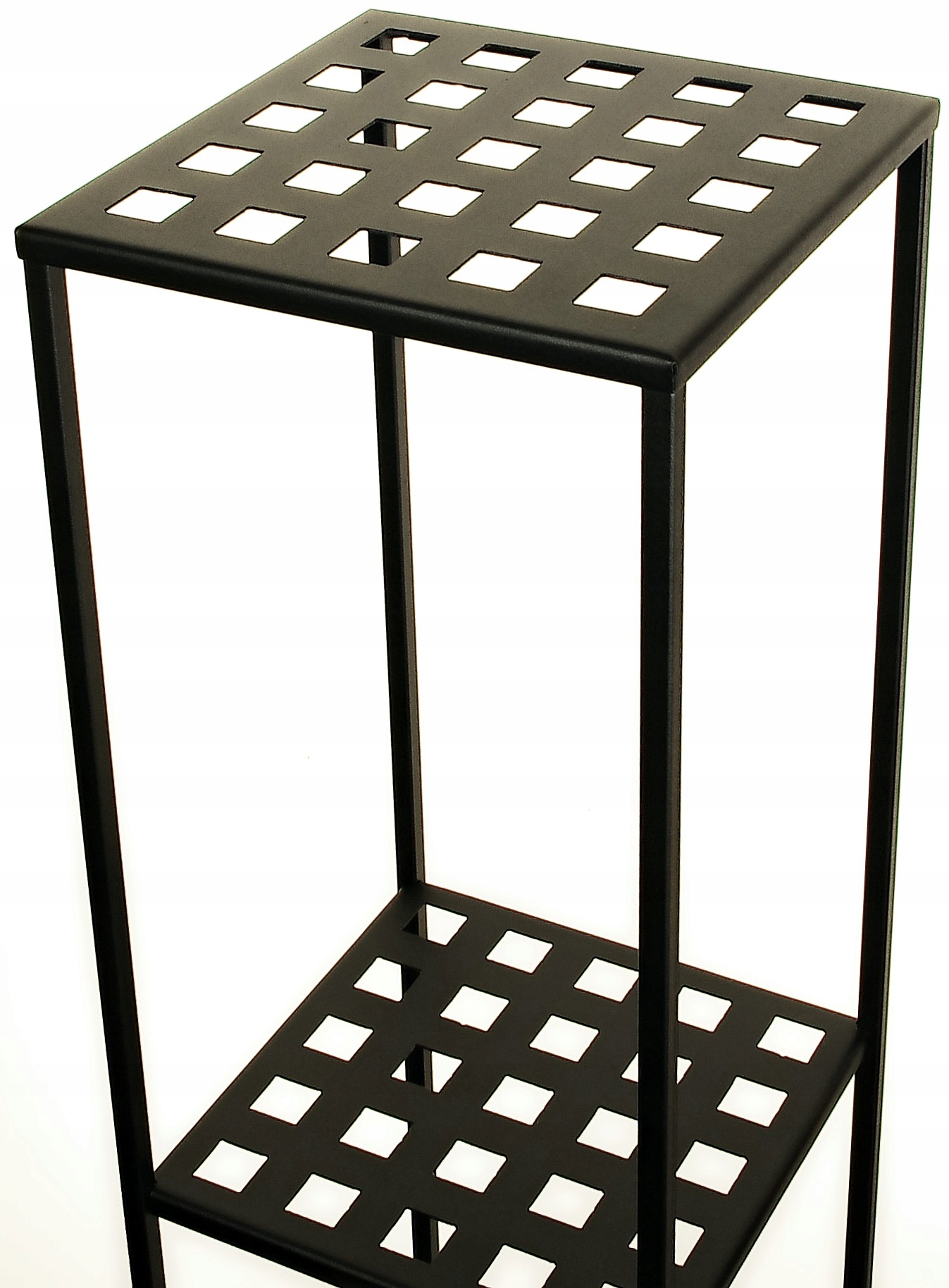 Stojan na kvety kovový čierny 100 cm Regál s 3 policami