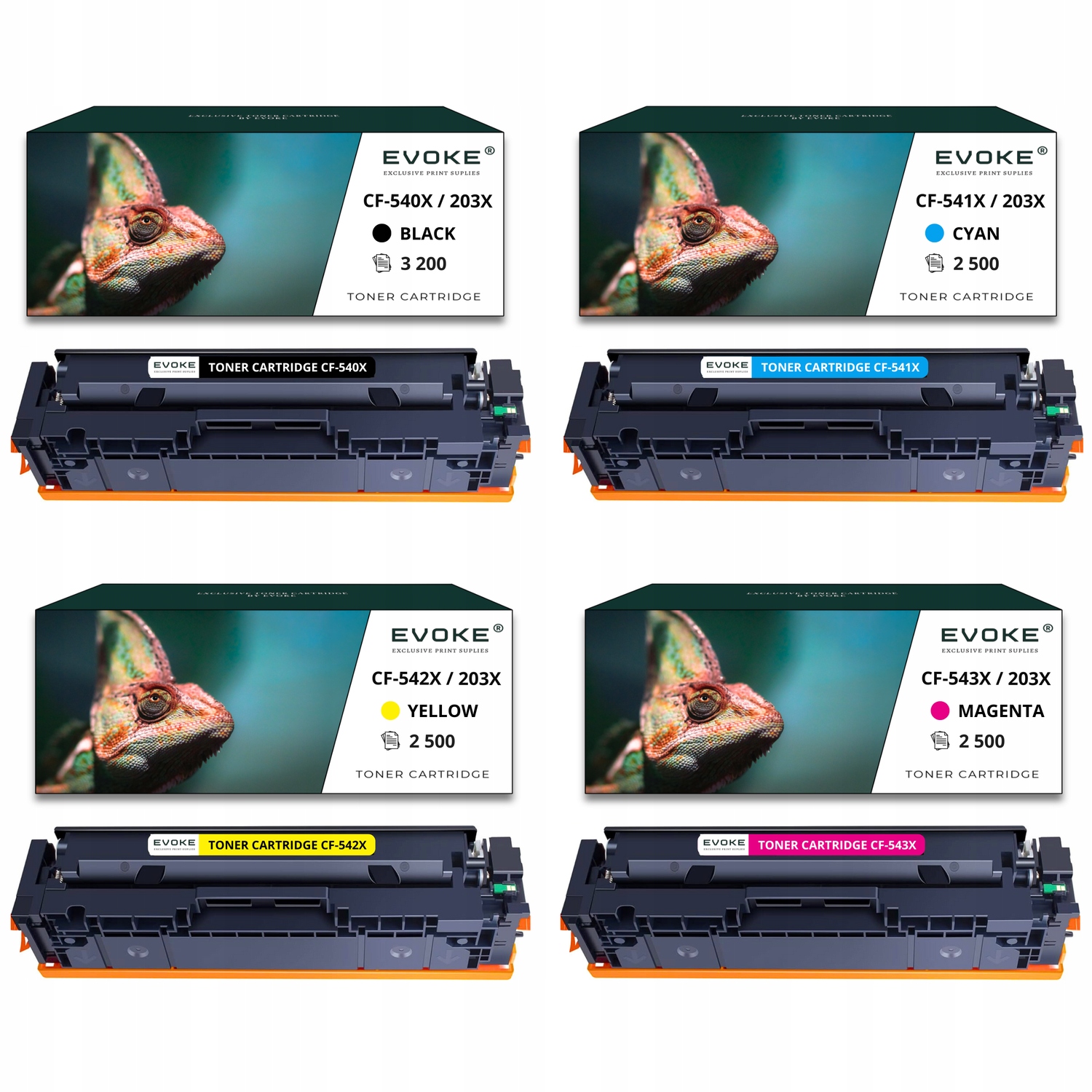4 x toner do tiskárny Hp 203X CF-540X Canon CRG054H Sada Cmyk CF540X