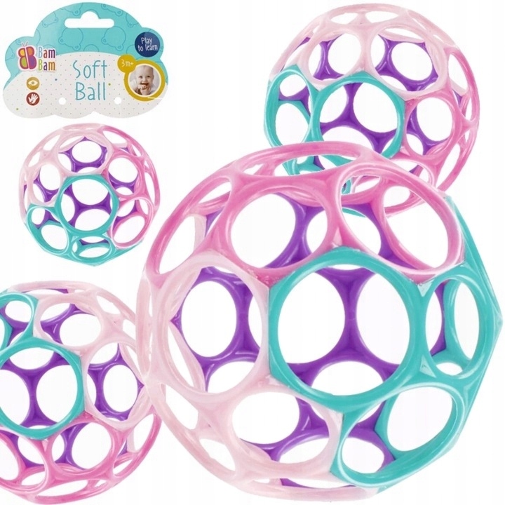 ZABAWKA SENSORYCZNA GUMOWA KULA GRYZAK GRZECHOTKA PIŁECZKA PASTELOWA