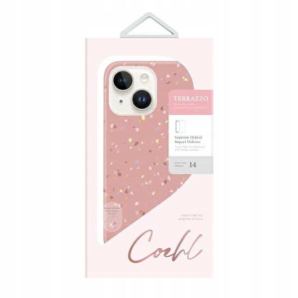 Pouzdro Uniq Coehl Terrazzo pro Apple iPhone 14 růžové/korálově pink