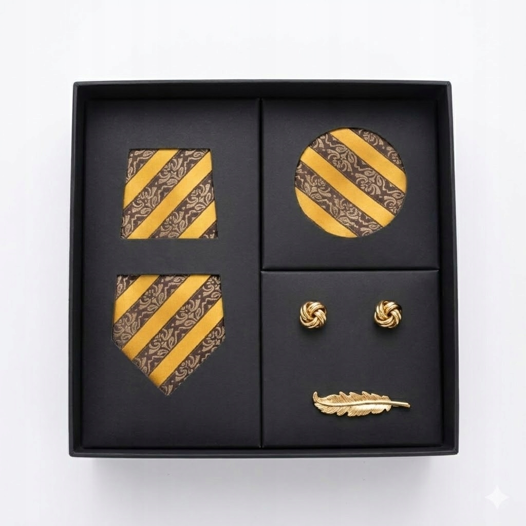 Kravata, kapesníček, sponky, Elegantní balení Připraveno jako Dárek