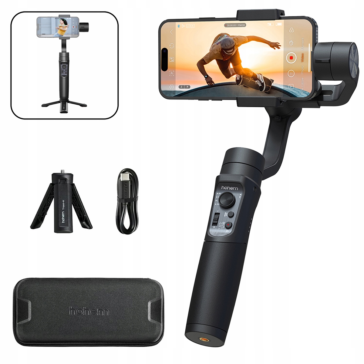 Gimbal Stabilizator ręczny do telefonu HOHEM iSteady Mobile+ Kit 2024 Lampa