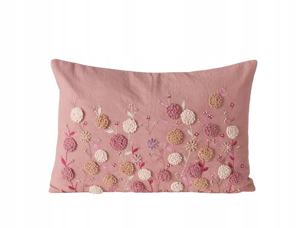 Vyšívaný dekoračný vankúš s kvetinami Henrike, 59 x 39 cm