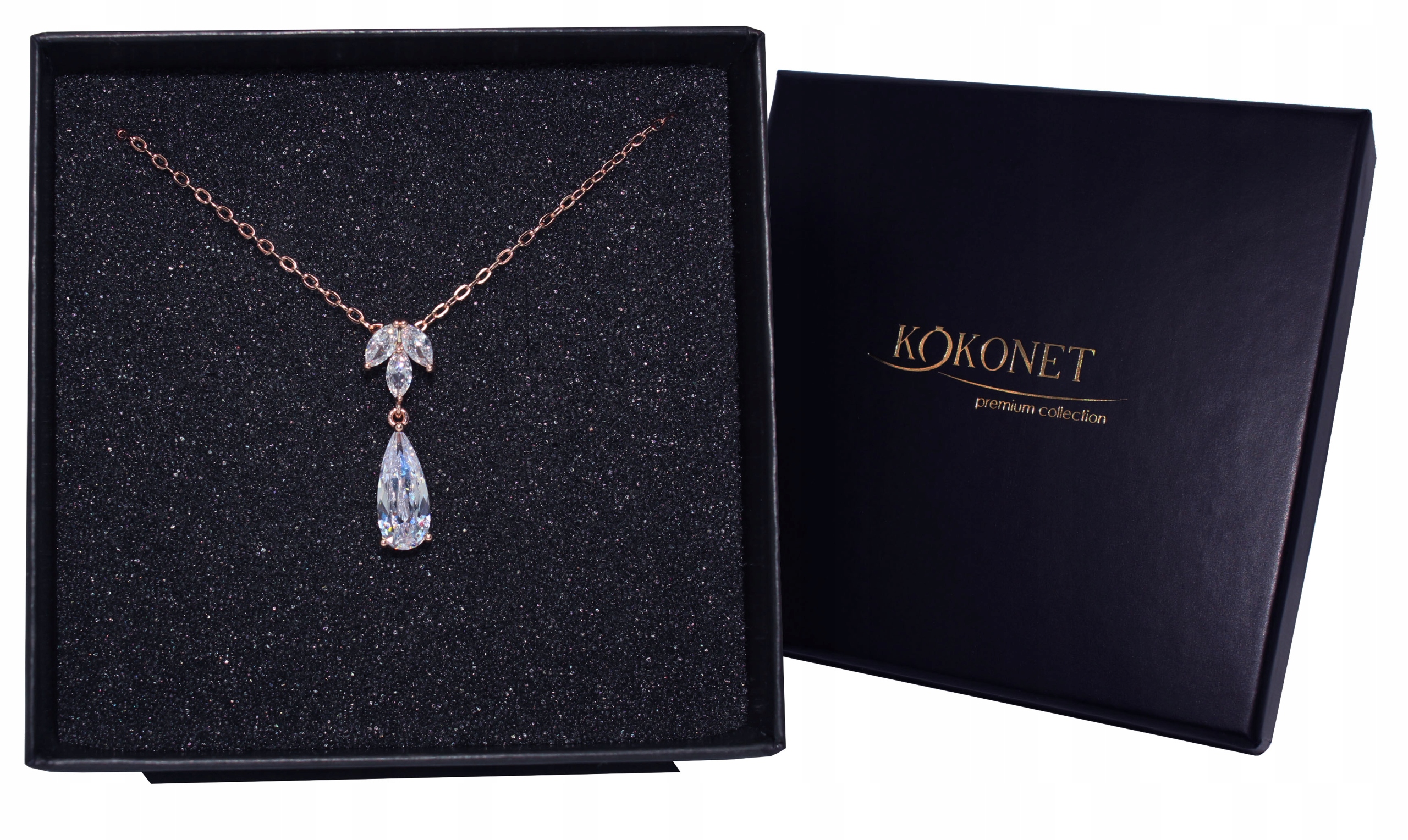 Naszyjnik ślubny ROSE listkami CYRKONIE jakość wow