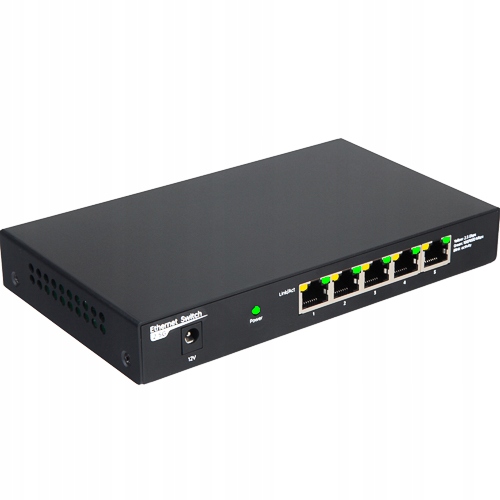 Switch Přepínač 2.5 Gigabit Tichý Stolní Fanless 5 Portů 2500 Mb/s