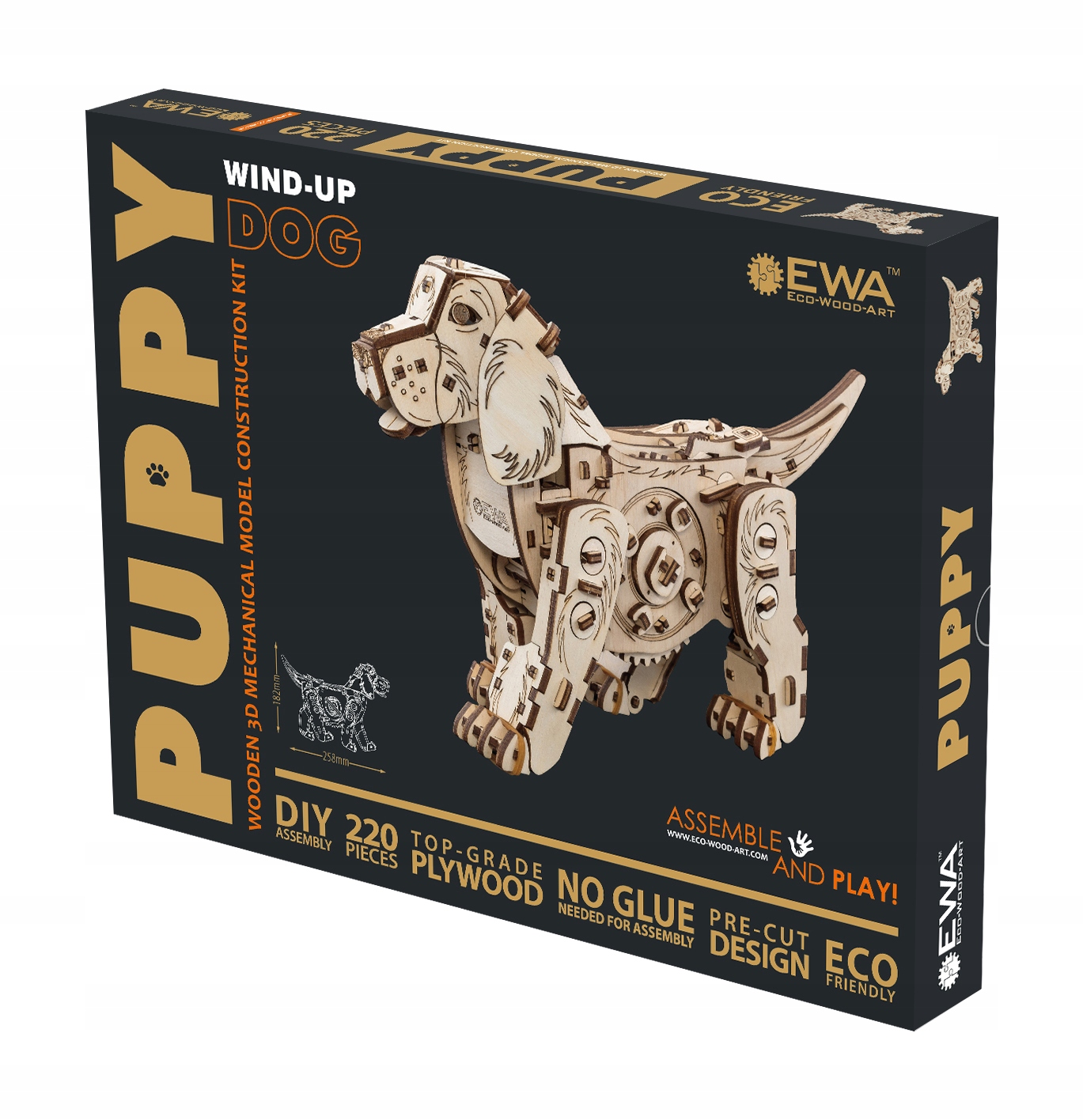 Figurka Szczeniak ruchome mechaniczne puzzle 3D drewniany model Diy