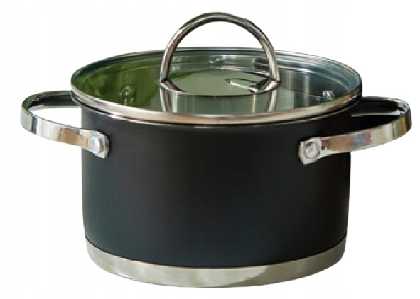 Smukee Garnek ze stali nierdzewnej z pokrywką 5 l 24 cm czarny