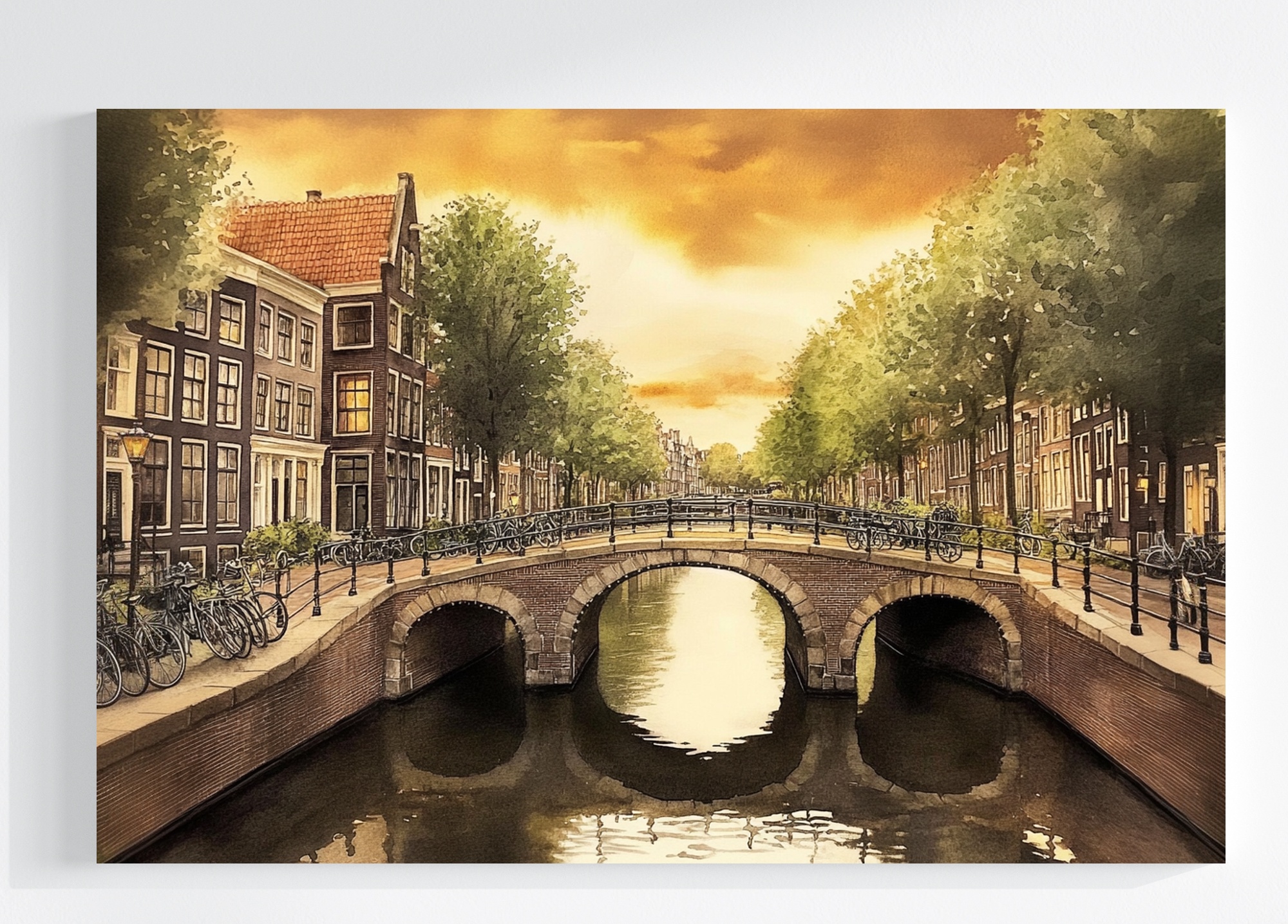 Obraz Na Plátně Canvas Město Nizozemsko Amsterdam Kanál Most Večer 120x80