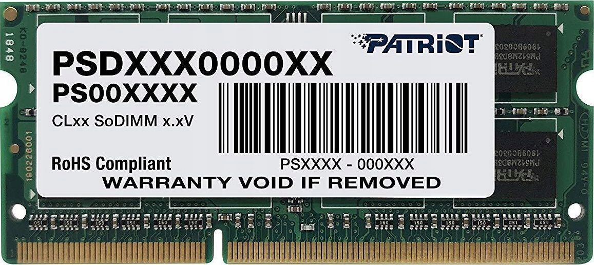 Pamięć do laptopa Patriot Signature, Sodimm, DDR3, 8 Gb, 1600 MHz, CL11