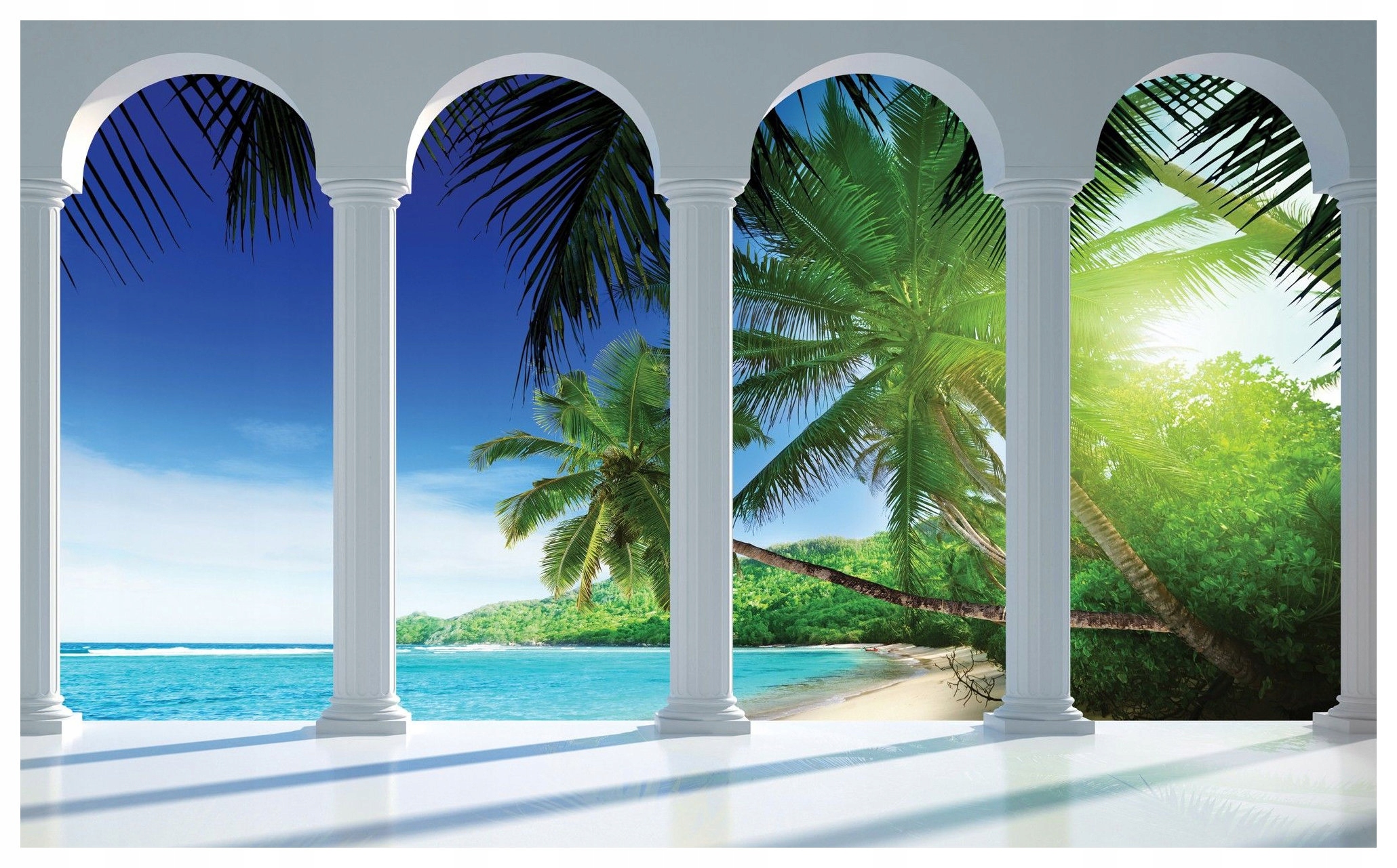 Fototapeta Pláž s palmami Perspektiva Rajský relax 300x210 lepidlo