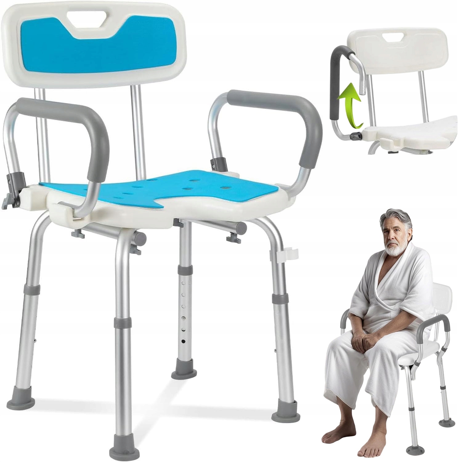 Krzesło Prysznicowe Składane Ergonomiczne Maksymalne Obciążenie 150KG