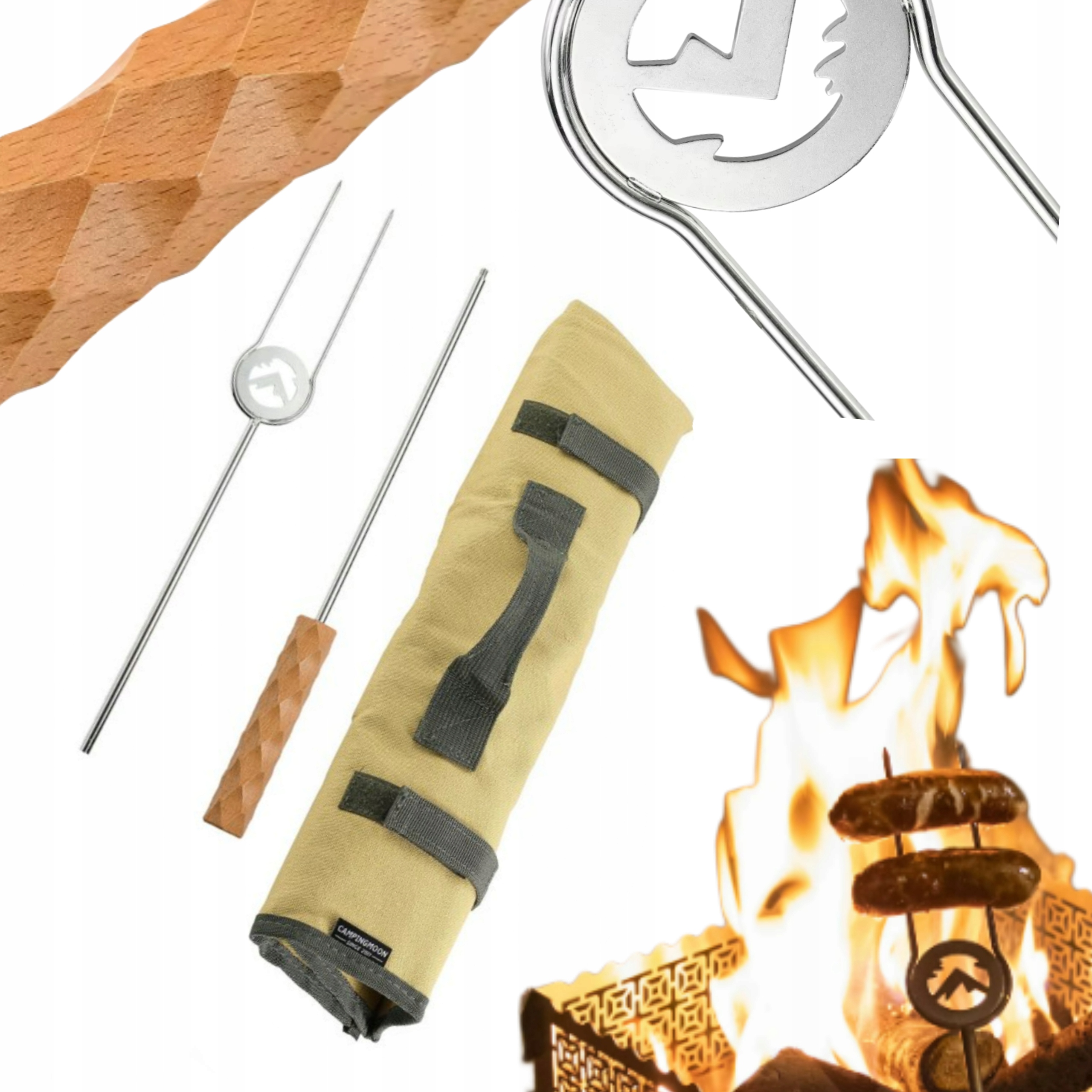 Campingmoon Kiłabasekové Tyče Skládací 4 Ks Camping Ohniště Obal