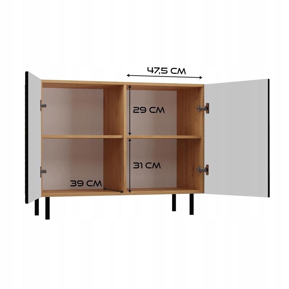 Komoda Czarna Lamele 100 Wąska Szerokość mebla 100 cm